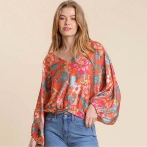 Umgee Floral Blouse - Plus Size